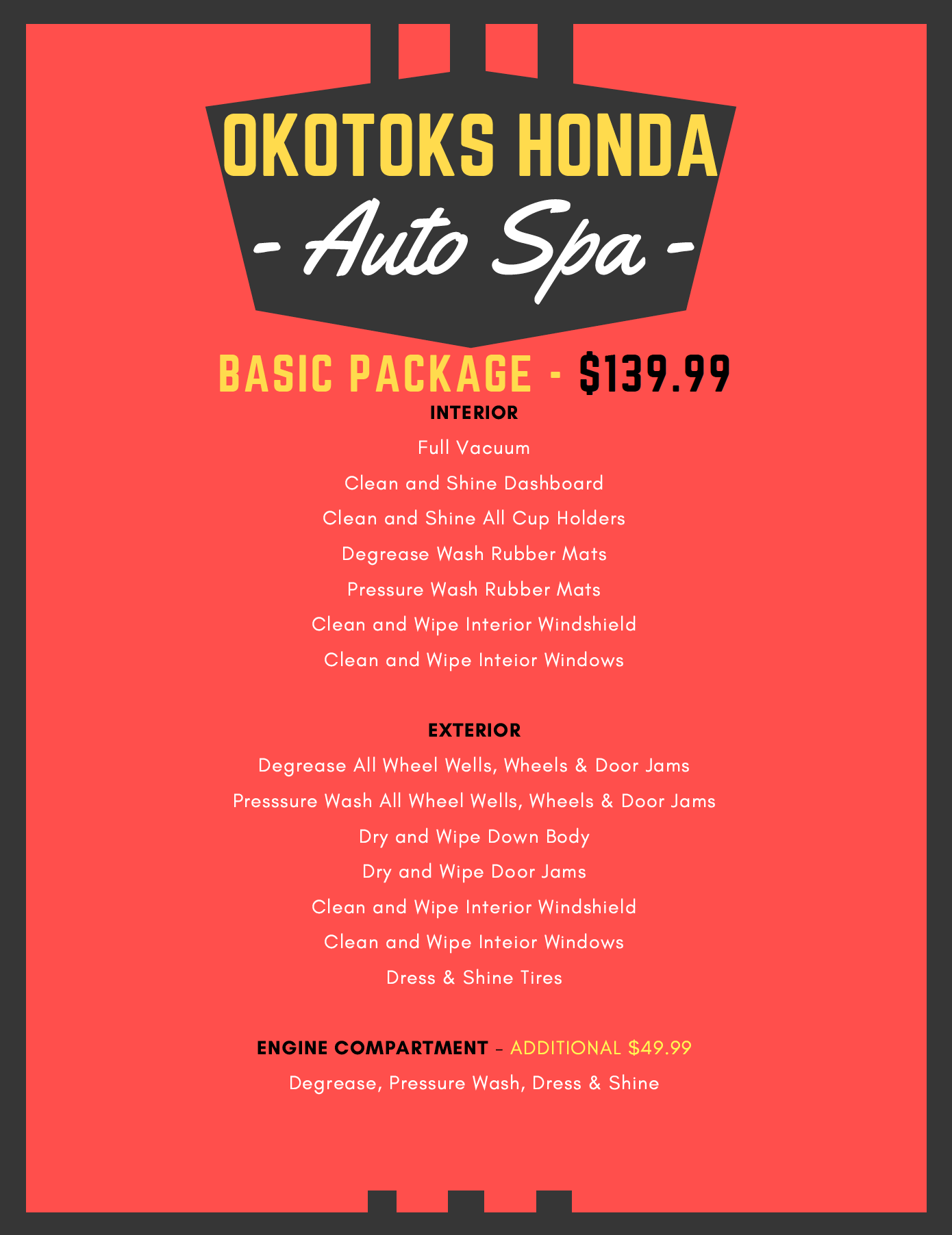 Okotoks Honda Auto Spa Basic Package in Okotoks, South Calgary Okotoks Honda Auto Spa Basic Package in Okotoks, South Calgary