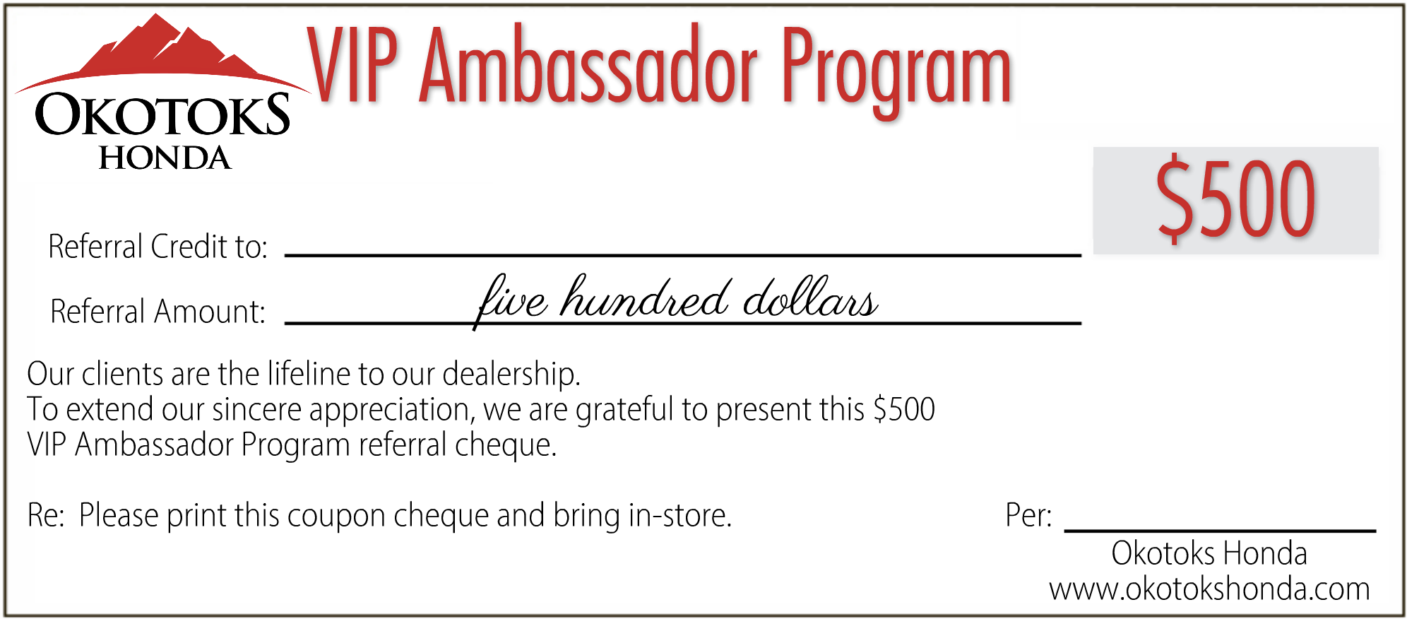 $500 VIP Ambassador Program